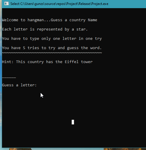 Word Guessing Game demo